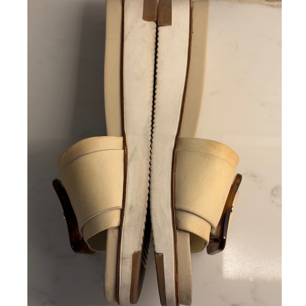 Sam Edelman Womens Adaley Leather Buckle Platform Slide Sandals Cream Beige 10 - Picture 4 of 10